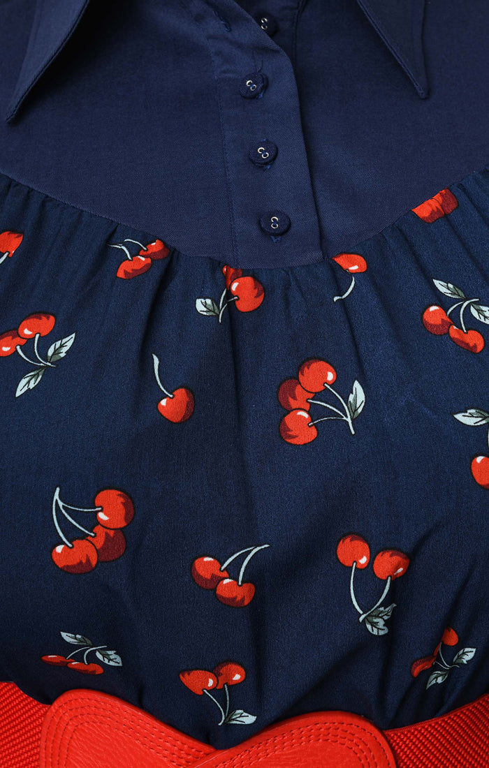 navy blue cherry dress Karin Dress- Navy Cherry Monkee's of Tallahassee